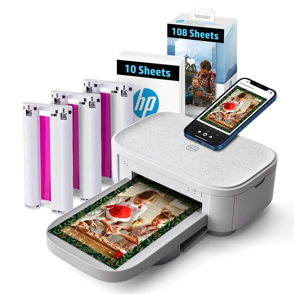 HP Sprocket Studio Plus 4x6 Stampante Foto – 118 Fogli & Cartuccia - Wi-Fi, Sublimazione, App
