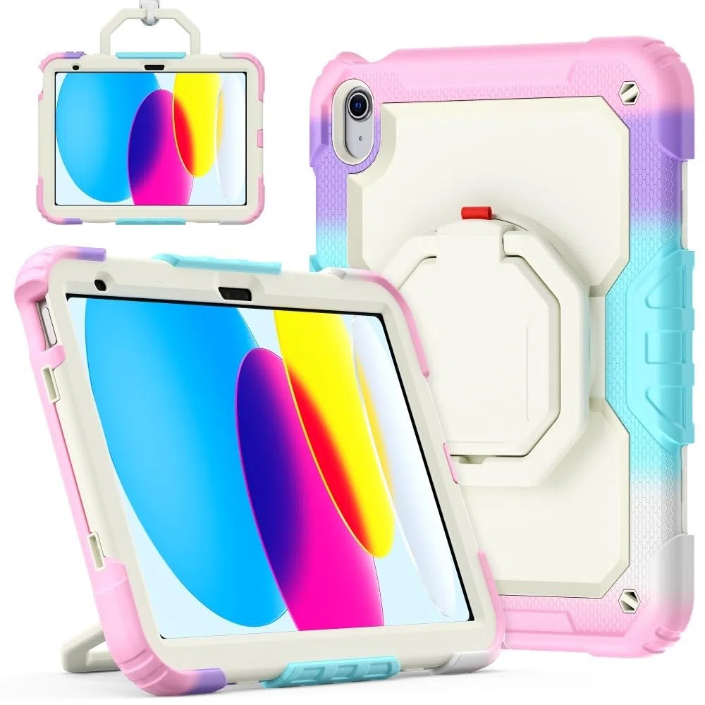 Generic Custodia compatibile con iPad 8a generazione 10.2 2020 (colore: rosa mimetico) elegante custodia rigida completa in silicone rigido con tracolla