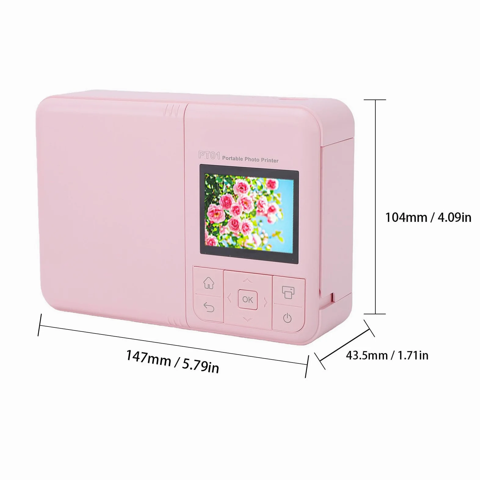 Stampante Fotografica Portatile, Mini Stampante Fotografica 2x3 Pollici con WiFi e Bluetooth, per Immagini a Getto D'inchiostro a Colori da 600 DPI Dal Telefono,