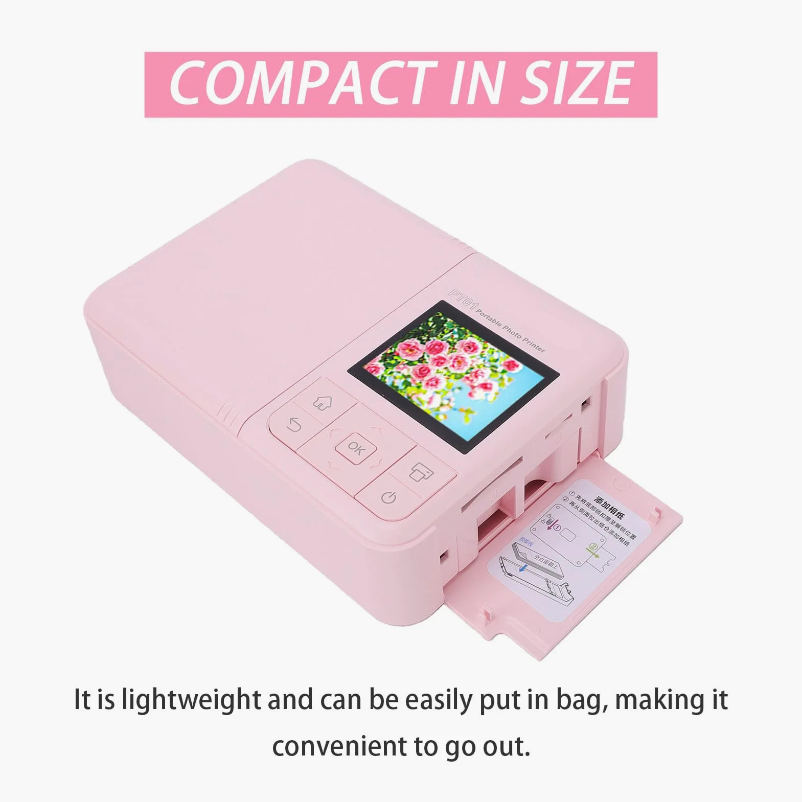 Stampante Fotografica Portatile, Mini Stampante Fotografica 2x3 Pollici con WiFi e Bluetooth, per Immagini a Getto D'inchiostro a Colori da 600 DPI Dal Telefono,