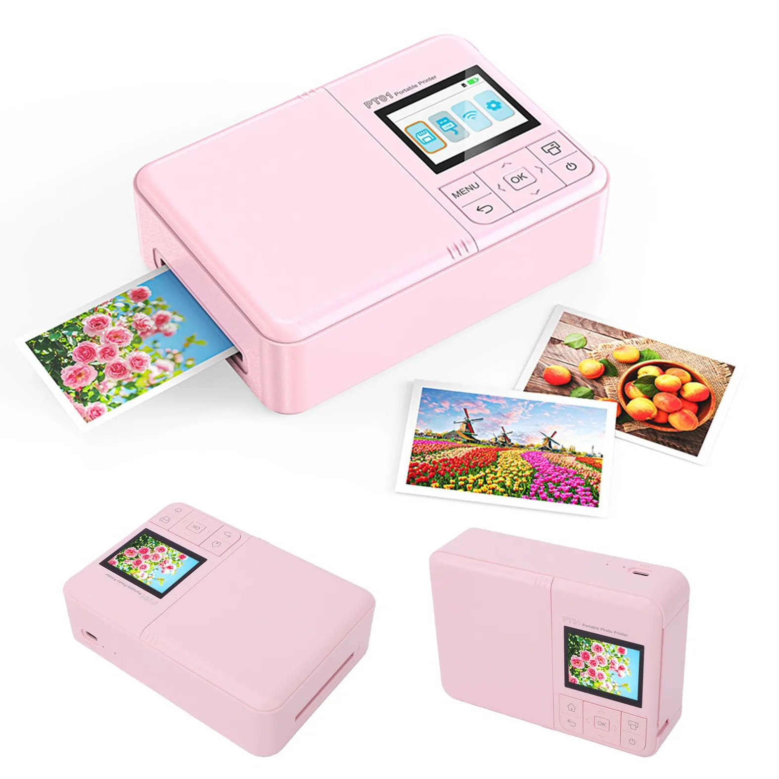 Sxhlseller Stampante Fotografica Portatile per Telefono, Stampante di Immagini WiFi Bluetooth 600 DPI, Mini di Immagini Istantanea con USB, Supporto Scheda di Memoria, Stampa di