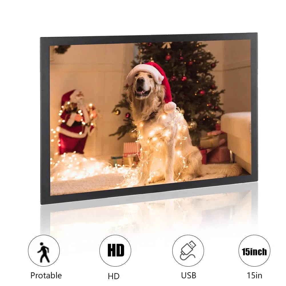 Monitor da 15 pollici, display 4: 3 1024 x 768 full HD, schermo TFT, supporta VGA/HDMI/AV/BNC per PC/TV/CCTV/fotocamera/sicurezza/computer(nero)