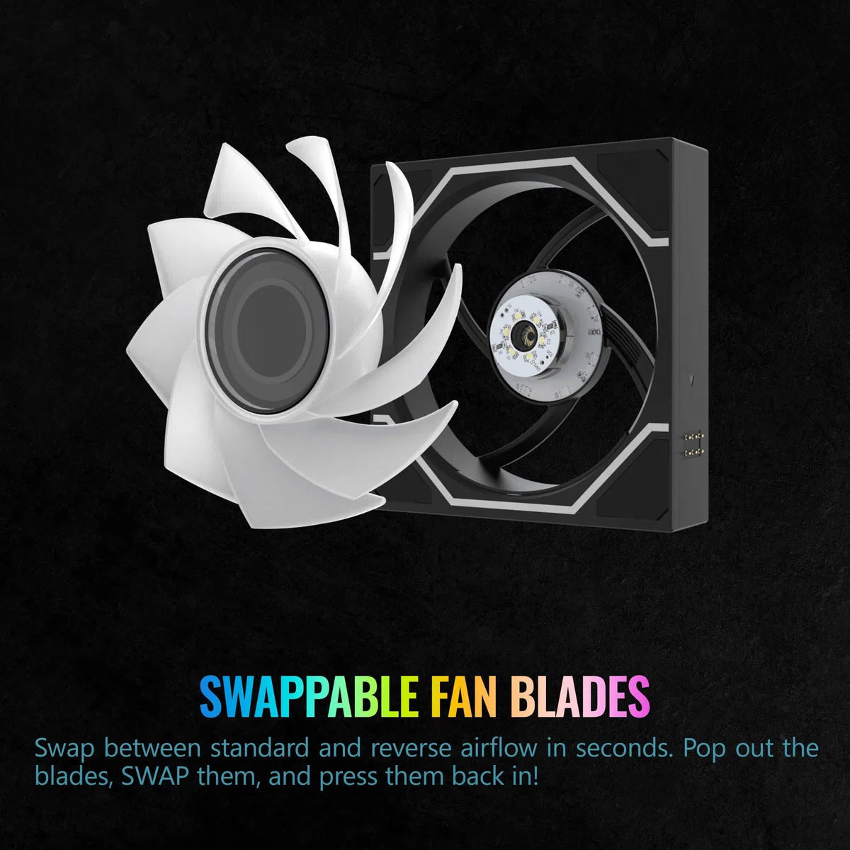 Thermaltake SWAFAN 120 EX Infinity ARGB; Hub e telaio specchio infinito; 120 mm x 28 mm; 500~2000 giri/min; MagForce 2.0; lame intercambiabili; sincronizzazione scheda madre 5 V a 3 pin