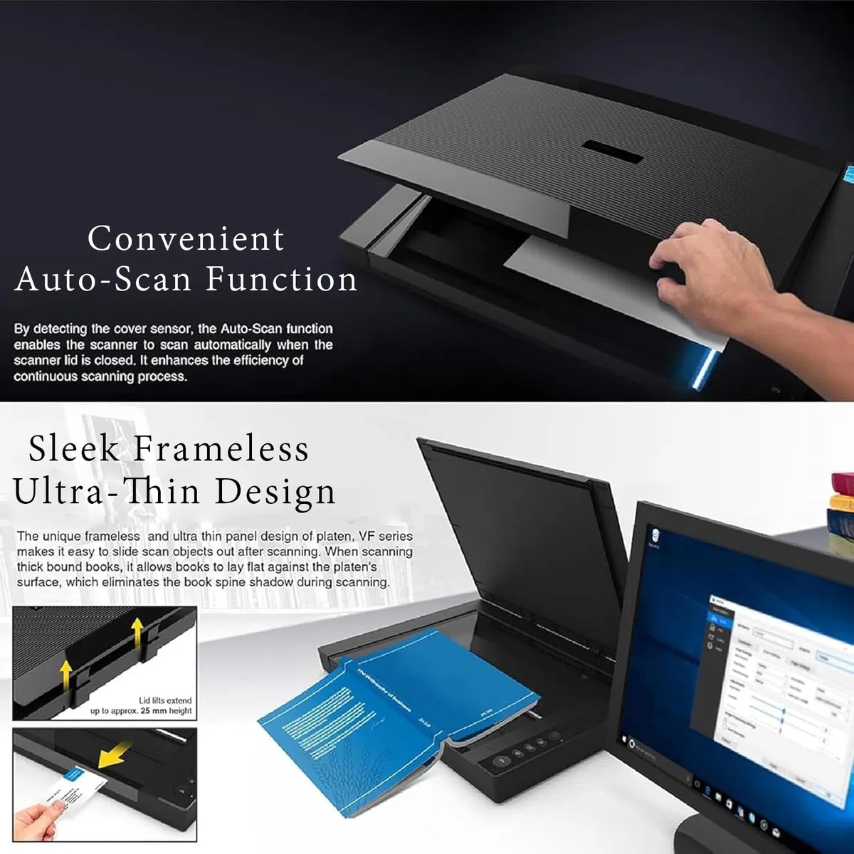 Scanner Piano A3 Grande Formato, Scanner Foto E Documenti 2400 DPI, Scansione Ultra Rapida 8 s Con Coperchio Auto Scan, PDF One Touch Per CAD Artwork Ufficio E Biblioteca
