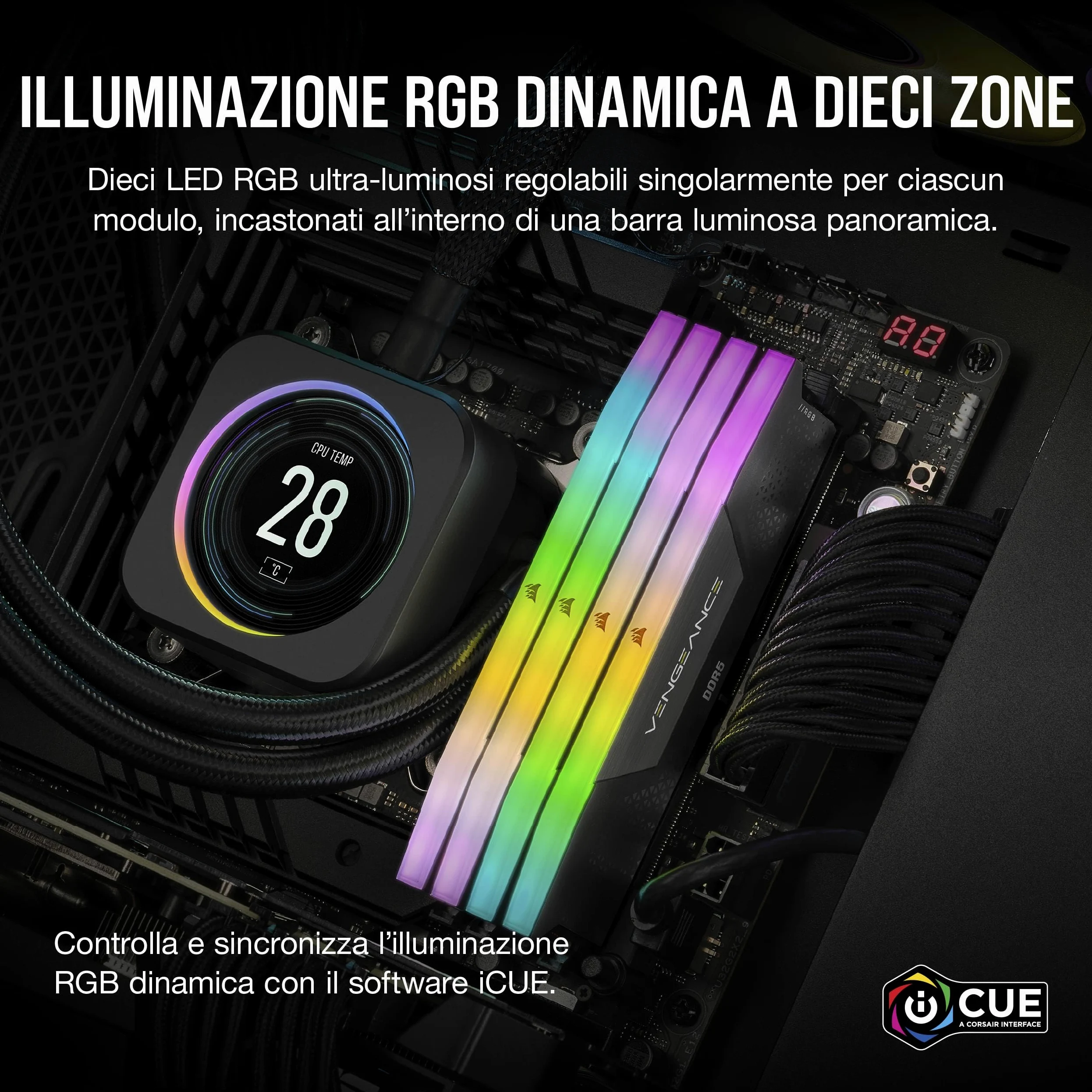 CORSAIR VENGEANCE RGB DDR5 96GB (2 x 48GB) Fino a 6000MHz INTEL RAM