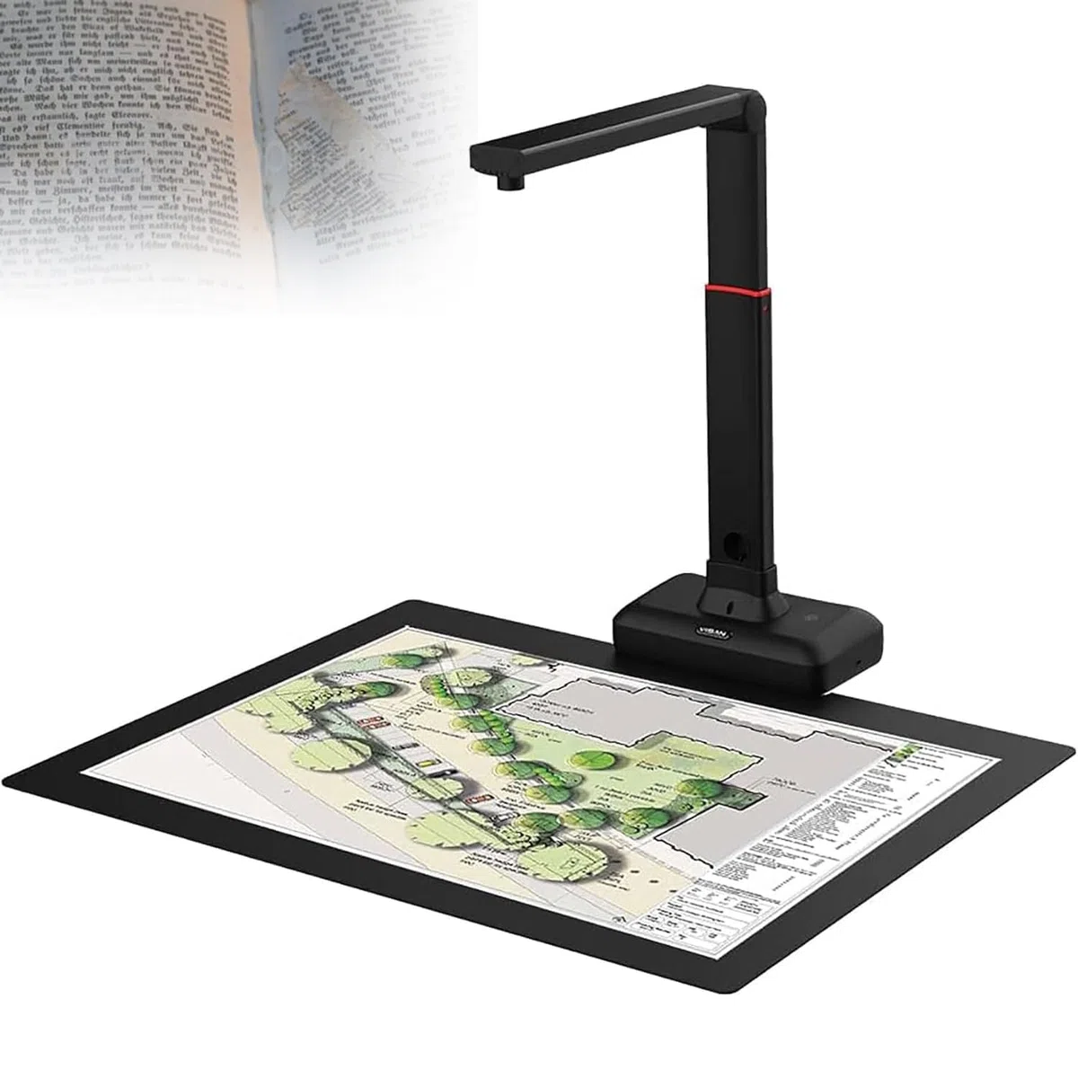 Scanner Aereo A2, Scanner per Documenti, Luce LED ad Alta luminosità Integrata, Alta risoluzione 23 MP, Campo di scansione Massimo: 420 x 297 mm, per Carte d'identità, Foto, riviste