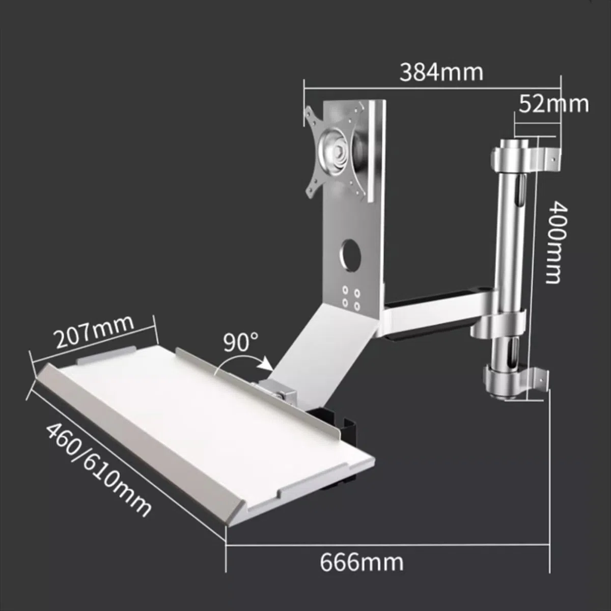Sit Stand Monitor Desk Mount, Braccio Articolato Full-Motion, con Gestione Cavi, capacità di Carico 8KG, Adatto a Schermi 17-27"