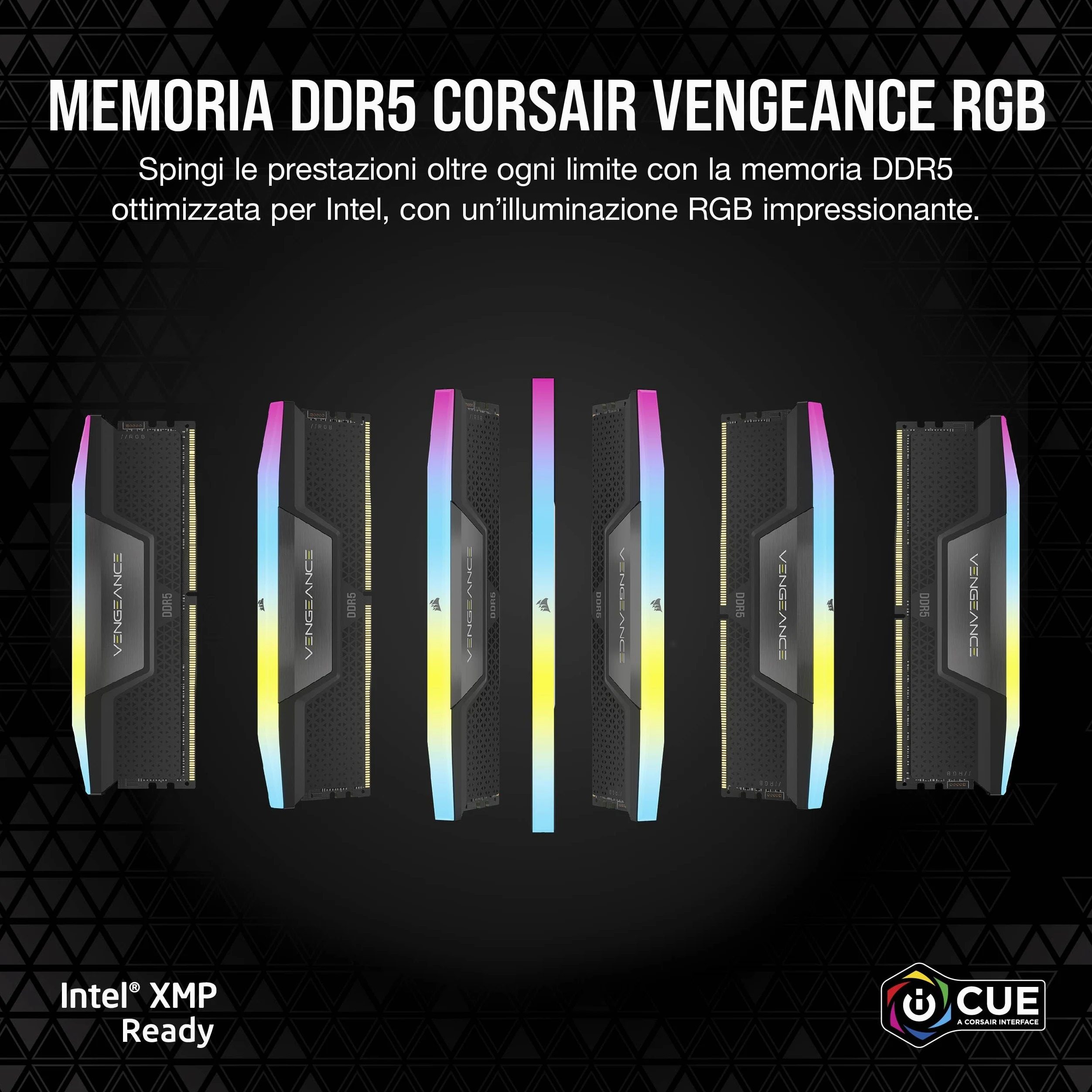 CORSAIR VENGEANCE RGB DDR5 96GB (2 x 48GB) Fino a 6000MHz INTEL RAM