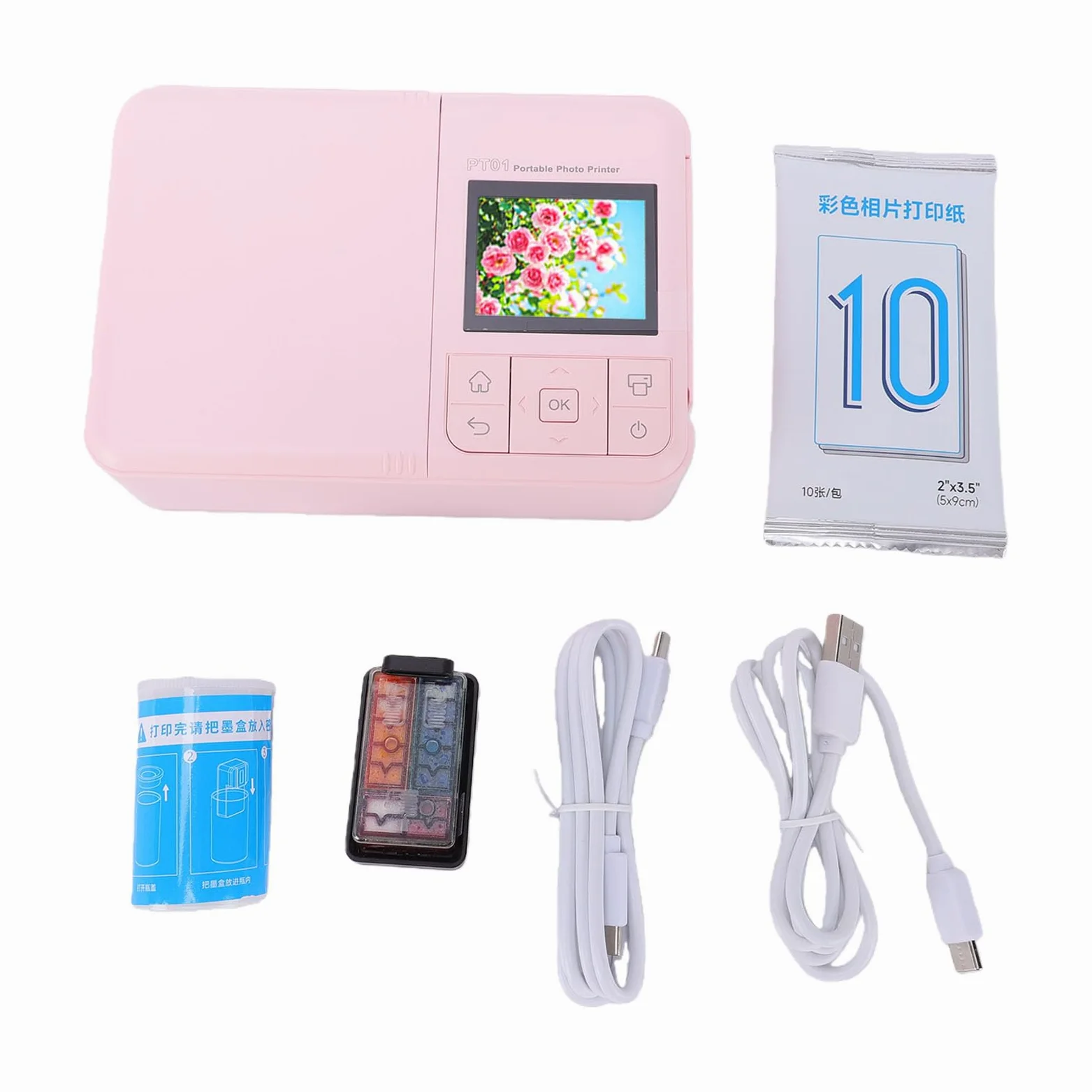 Stampante Fotografica Portatile, Mini Stampante Fotografica 2x3 Pollici con WiFi e Bluetooth, per Immagini a Getto D'inchiostro a Colori da 600 DPI Dal Telefono,