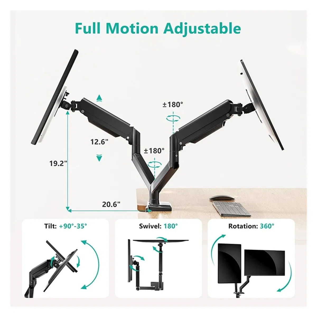 Monitor Stand, Supporto for doppio monitor da 13-34"