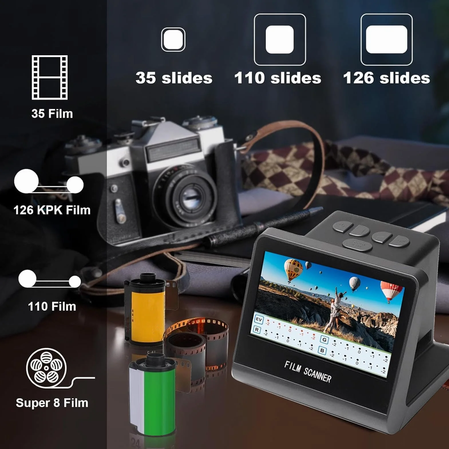 Scanner per Pellicole da 22 MP con Schermo LCD da 5 Pollici e
