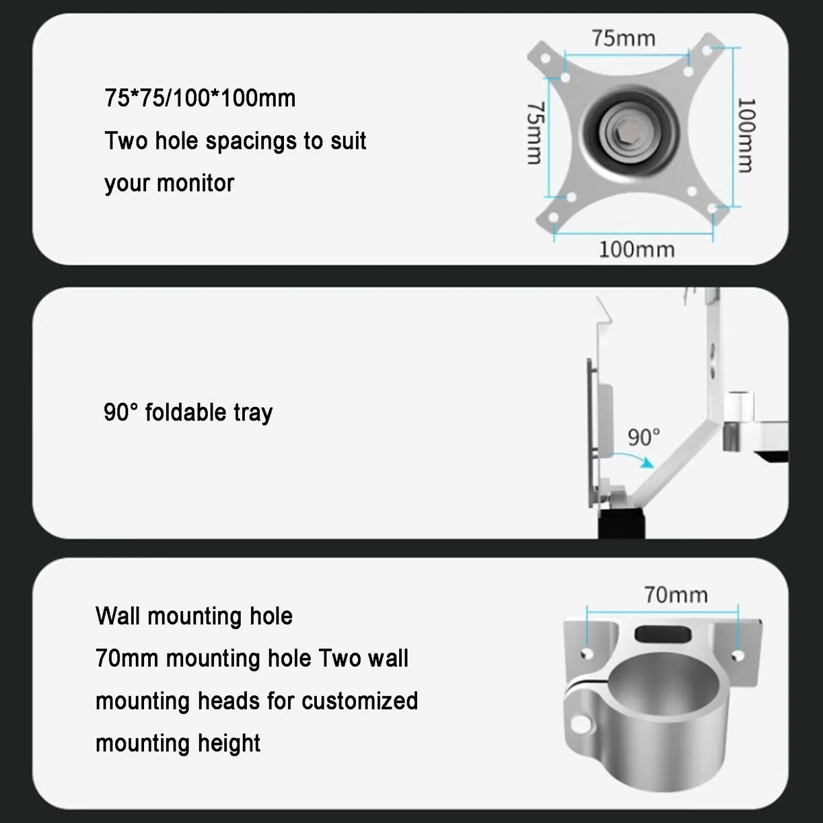 Sit Stand Monitor Desk Mount, Braccio Articolato Full-Motion, con Gestione Cavi, capacità di Carico 8KG, Adatto a Schermi 17-27"