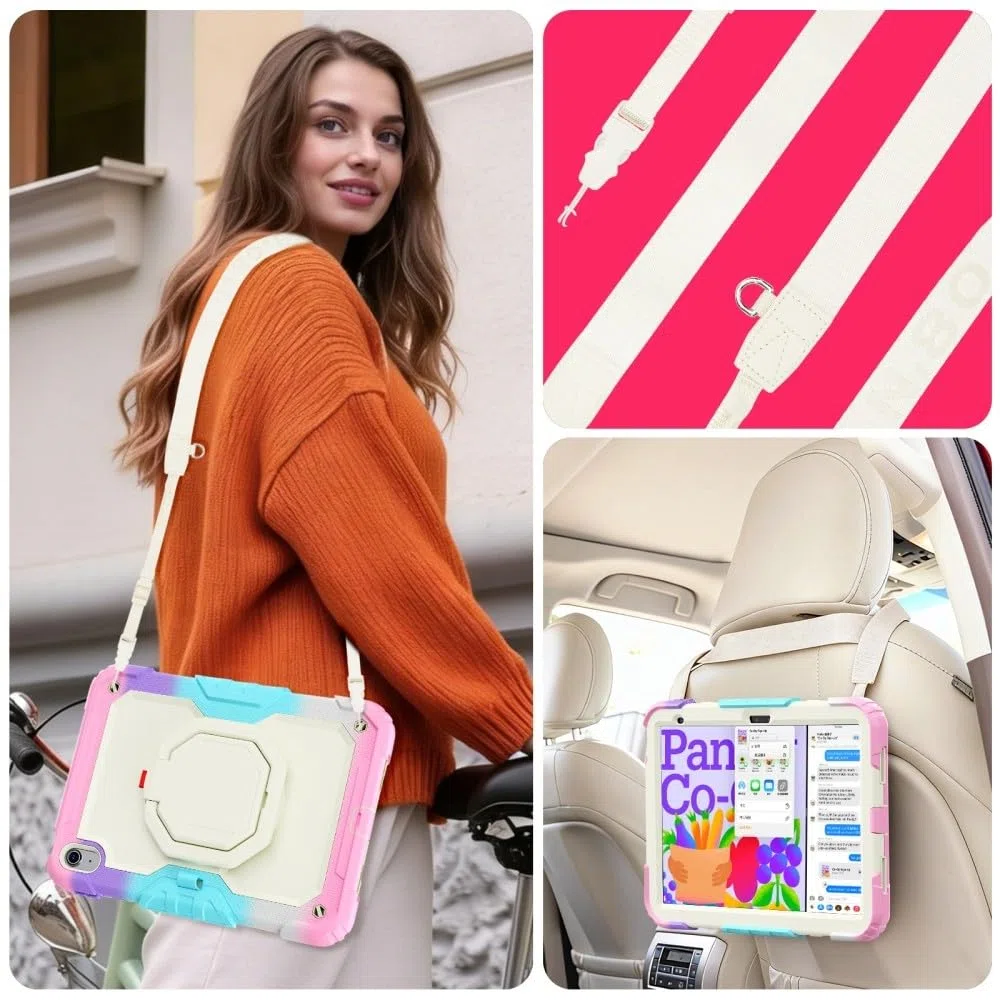 Generic Custodia compatibile con iPad 5a generazione 9.7 2017 (colore: oro rosa) elegante custodia rigida completa in silicone rigido con tracolla